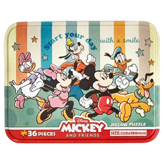 HUNDRED PICTURES 百耘圖 Mickey Mouse & Friends 米奇家族 鐵盒拼圖 尺寸:120x180mm, 1盒, 36片