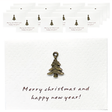 葉子小舖 聖誕卡片賀卡 金屬款 8.5 x 6cm 節慶祝福, 聖誕樹, 20個