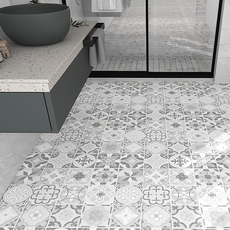 WA. WALL ART 防水自黏壁紙 仿花磚紋路 PVC材質, 格拉斯灰