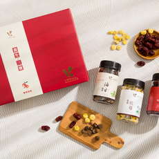 公館鄉農會 養生三寶禮盒 紅棗果乾 100g + 油甘果乾 140g + 銅鑼杭菊 25g, 1盒