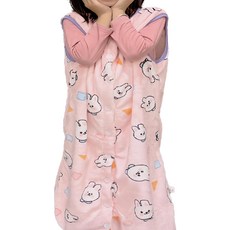 愛北鼻 背心式法蘭絨，雙層加絨加厚保暖，卡通可愛圖案，A類安全面料，寶寶舒適睡眠背心, 130碼, 紅色, 1入