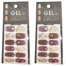 GEL 凝膠指甲貼 易貼易卸 12個貼紙, 款式隨機, 2組