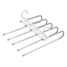 不鏽鋼褲架 防滑五桿, 白色, 1個