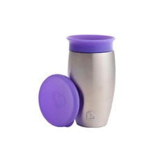 munchkin 滿趣健 360度不鏽鋼防漏杯 296ml, 美國牙醫推薦, 304食品級不鏽鋼, 紫色, 1個