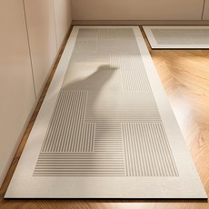 日式條紋廚房珪藻泥吸水地墊 40x60cm 線格疊織 不易變形 速乾, 40 x 120cm, 逆向角落, 1個