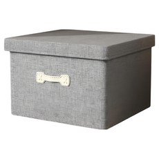 小麥購物 棉麻掀蓋式收納箱 特大, 灰色, 1個