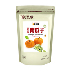 元氣家 綠茶帶殼南瓜子, 低溫烘焙非油炸, 嚴選大粒南瓜子, 飽滿口感, 200g, 1包