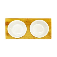 Catfeet 竹製方形雙碗 小陶瓷碗, 29.5cm*14cm*5cm, X-02-02, 1盒