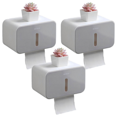 KOTI日安生活 簡約防水免打孔無痕壁掛式衛生紙架, 灰色, 3個