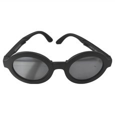ALEGANT 輕巧時尚兒童專用輕量矽膠彈性折疊太陽眼鏡 圓框摺疊偏光墨鏡 UV400, 鬱金黑, 127 x 131mm