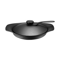 SORI YANAGI 柳宗理 南部鐵器橫紋煎盤 附黑鐵蓋+把手 041728, 22cm, 1個