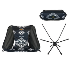 OWL CAMP 標準旋轉椅 黑色民族圖騰, 500D尼龍布, 耐重130kg, 1個