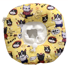 SassyDog 加大防潑水防舔圈/寵物頭套/伊莉莎白圈/羞恥圈 狗貓適用, 黃色法鬥, 1個