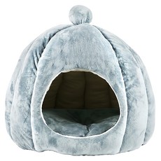 哈囉毛孩 立體南瓜造型保暖寵物窩 半封閉設計 防滑底布, L, 淺灰, 1個