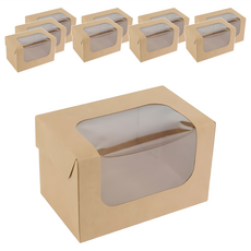 博美包裝 西點餐盒L型(中) 牛皮無印 (10入) 適用蛋糕餅乾, 1組