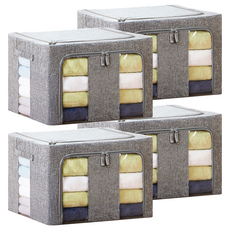 comet 大容量優質鋼絲收納箱 66L, 灰色, 4個