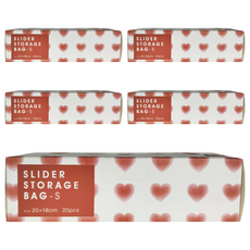 SHIMOYAMA 愛心滑扣夾鏈密封PE保鮮袋/收納袋, 小款 S, 5盒