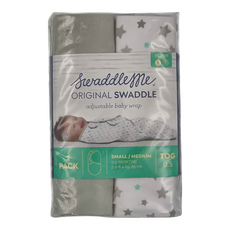 SwaddleMe 原創舒眠包巾2件組, 素面灰色 + 星空灰色