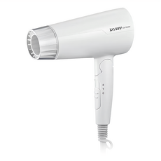 達新牌 負離子折疊吹風機 FD-180, 雙電壓110/220V, 1400W強勁風量, 附收納袋, 白色