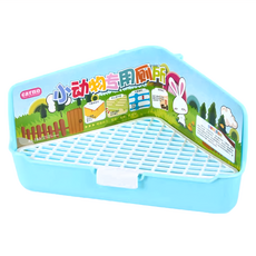 Carno 卡諾 角落型加大兔便盆 藍色, 36x22.5x18cm 兔子/寵物鼠都適用, 1個