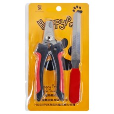 SK 雄碁 大型犬貓寵物剪附銼刀 寵物剪 12.3 x 4cm + 銼刀 13.9 x 1.5cm, 紅黑色, 1組