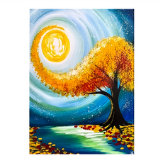 創彩 5D 鑽石畫 40x30cm, 金色樹, 1個