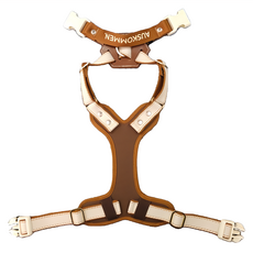 AUSKOMMEN. 奧斯克曼 X胸背帶 plus 典藏款 寵物外出胸背帶，舒適透氣，保護頸椎, M, 咖啡, 1入