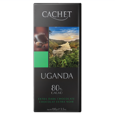 CACHET 80%烏干達可可豆醇黑巧克力, 100g, 1片