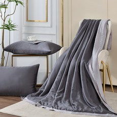 Betrise 貝翠絲 300織紗 100%奧地利天絲TM光淬石墨烯四季涼被枕套3件組, 星夜灰/灰色