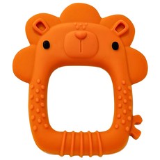 Loulou Lollipop 動物造型矽膠固齒器 - 6個月以上 100%食品級矽膠, 8.4 x 7.4 x 1.1cm 4個月以上, 勇敢萊恩, 1個