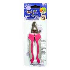 HELLO PET 哈囉佩特 雙色握剪 不鏽鋼寵物指甲剪, 中 粉色 + 灰色, 1支