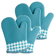 unopan 屋諾 矽膠隔熱手套 耐熱-40~300℃ 蜂窩紋路, 綠色, 2雙