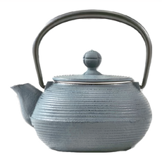 IWACHU 岩鑄 造型多色鑄鐵虎 5型急須附濾網, 650ml 日本產, 線引藍, 1個