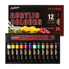 XIN BOWEN 優質壓克力顏料組, 12ml, 12色