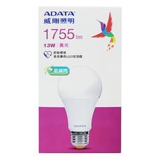 ADATA 威剛 節能 LED球泡燈 13W, 黃光, 1個