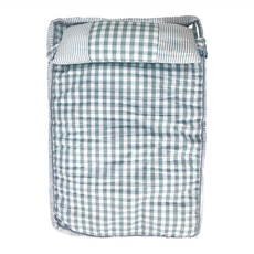 萌貝貝 寵物格紋超柔軟睡墊 附頭枕, 綠色, 1個