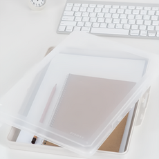 SYSmAX A4文件兩用收納盒 一手掌握 方便攜帶使用 適合辦公環境的簡約設計 雙扣設計 開關更加方便 一目瞭然, 透明, 1個