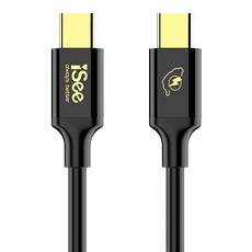 台灣 iSee USB C-USB C 45W PD充電傳輸線, 1.5m, 黑色, 1條