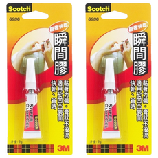 3M Scotch 超級瞬間膠, 黏著力強 膏狀不溢流 適用於凹凸表面 快乾 省時, 2條