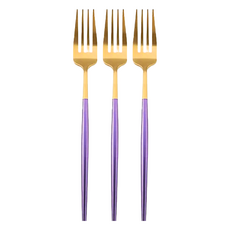 歐風餐具 - 304不鏽鋼茶叉, 紫金色, 3支