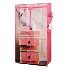 Cotton Field 棉花田傢飾 旺旺 簡易組裝防塵衣櫥 聚酯纖維/PP聚丙烯/鐵管 88x45x160cm, 吉娃娃