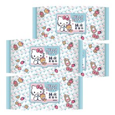 Aguchi 亞古奇 Hello Kitty 超純水柔濕巾 (加蓋)套裝 嬰兒濕巾 棉柔觸感, 1入, 4包