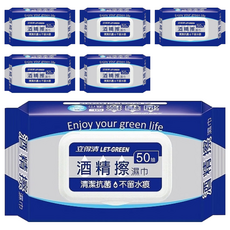Let-Green 立得清 酒精擦濕巾, 50張, 6包