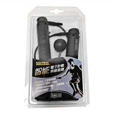 SUCCESS 成功 智能電子計數無線跳繩, LCD螢幕可計次、卡路里, 360度高精密感應芯片, 矽膠防滑握把, 手把 167 x 30mm 球 32mm, 黑色, 1組