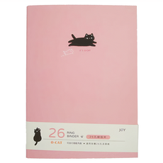 JOY STAR 斬形貓 細版夾 26孔 活頁夾, 粉色, 1個