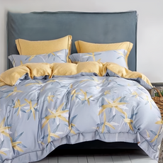 貝淇小舖 40支100%純天絲TENCEL 床包兩用被四件組, 床包 + 兩用被套 + 枕套組, 雙人特大, 艾薇