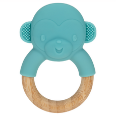 Nuby 矽膠造型櫸木固齒器, 小猴子, 1個