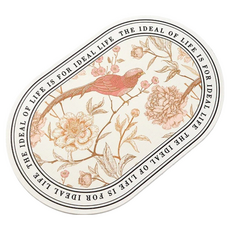 B01升級版防霉可水沖軟式珪藻土地墊 鳥與花圖案吸水速乾防滑地墊 門口 浴室 廁所 廚房 玄關 腳踏墊, 40 x 60cm, 金枝玉葉, 1個