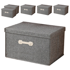 加厚手提可堆疊牛津布收納儲物箱 45L, 竹炭灰, 46 x 36 x 28cm, 6個