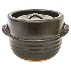 3合炊飯鍋 - 日本製 陶瓷材質 1500ml, 23cm, 黑天目, 1個